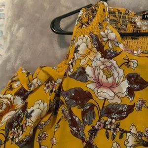 Ruffle detail cold shoulder top